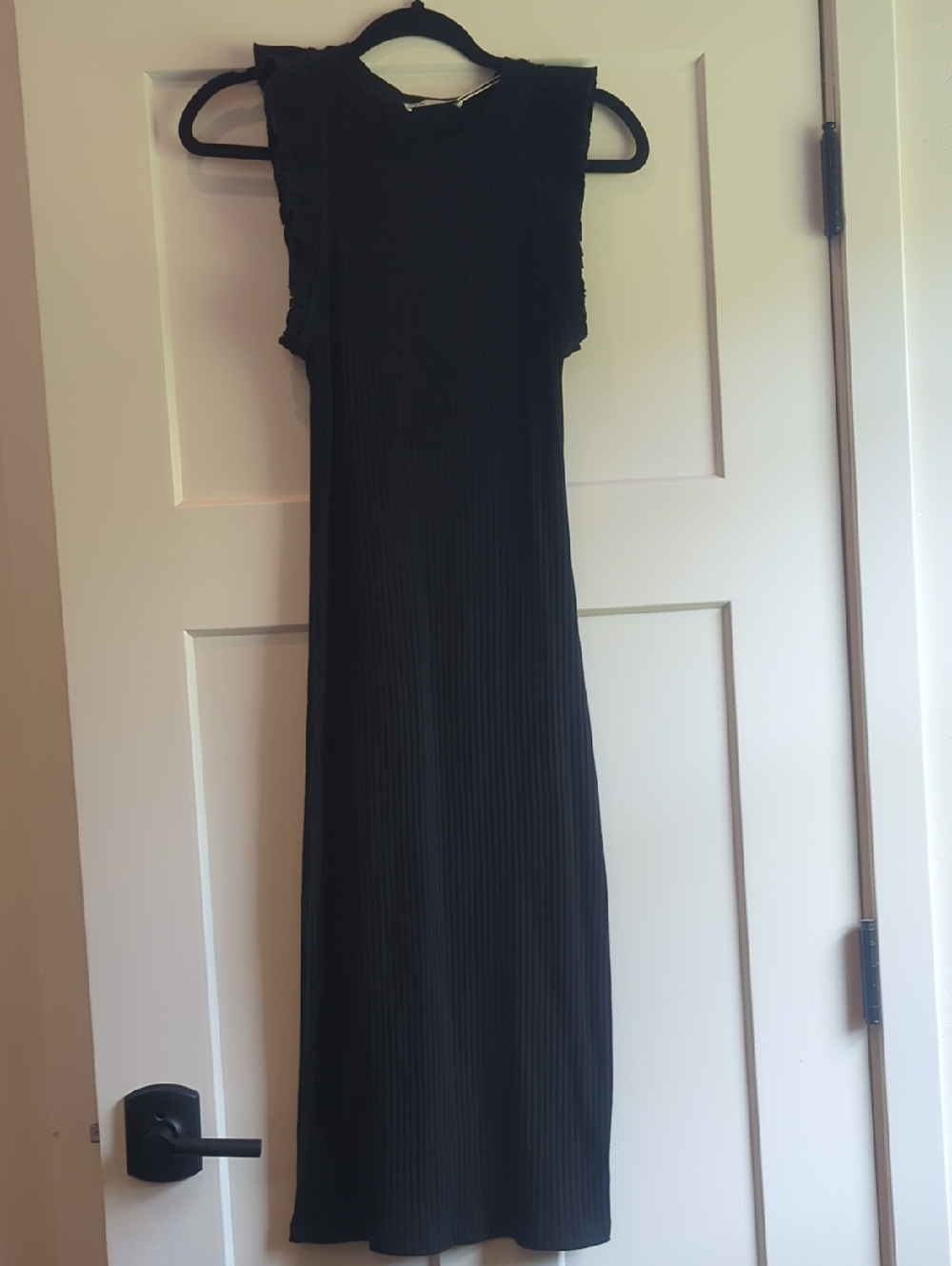 Zara Black Ribbed Sleeveless Midi Dress